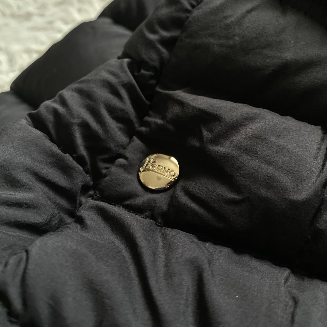 極美品■ヘルノ　レイヤード　ダウンコート　ジャケット　ブラック　フード付　40