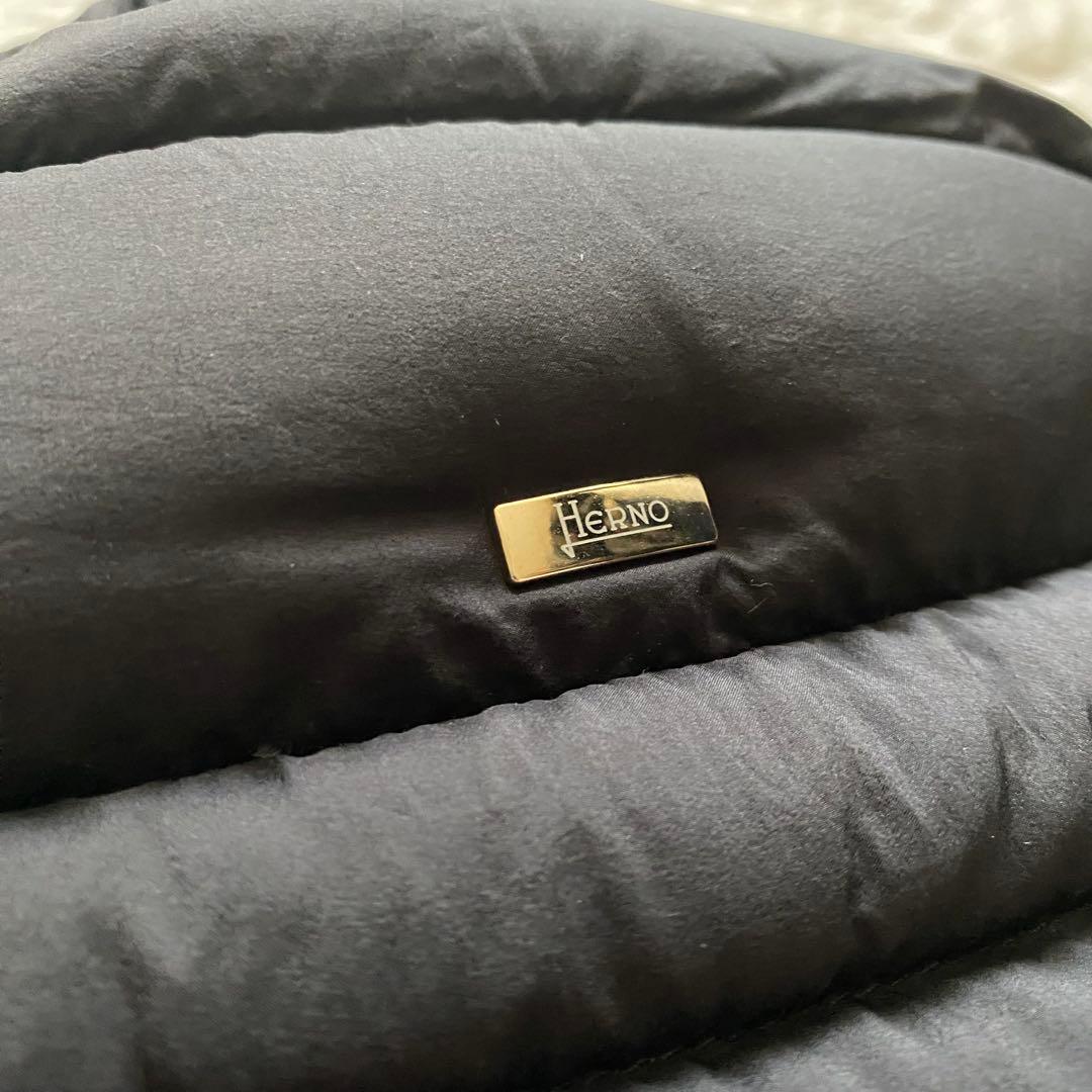 極美品■ヘルノ　レイヤード　ダウンコート　ジャケット　ブラック　フード付　40