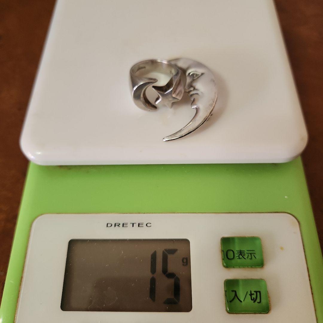 ヴィンテージシルバーアクセサリー　リング/ブローチ [星と月]