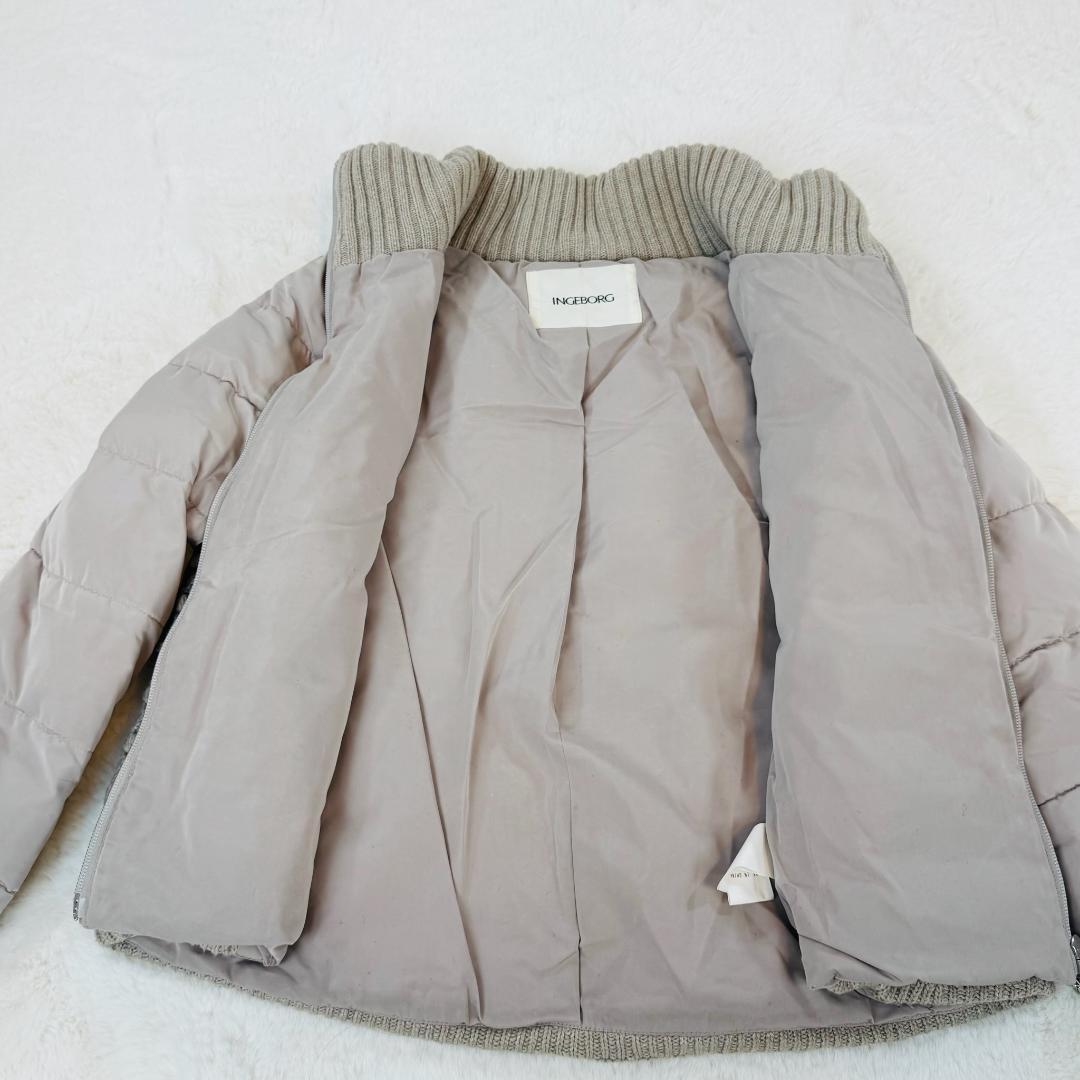 INGEBORG　アラン編ニットコンビジャケット　ダウンコートジャケット　ロゴ