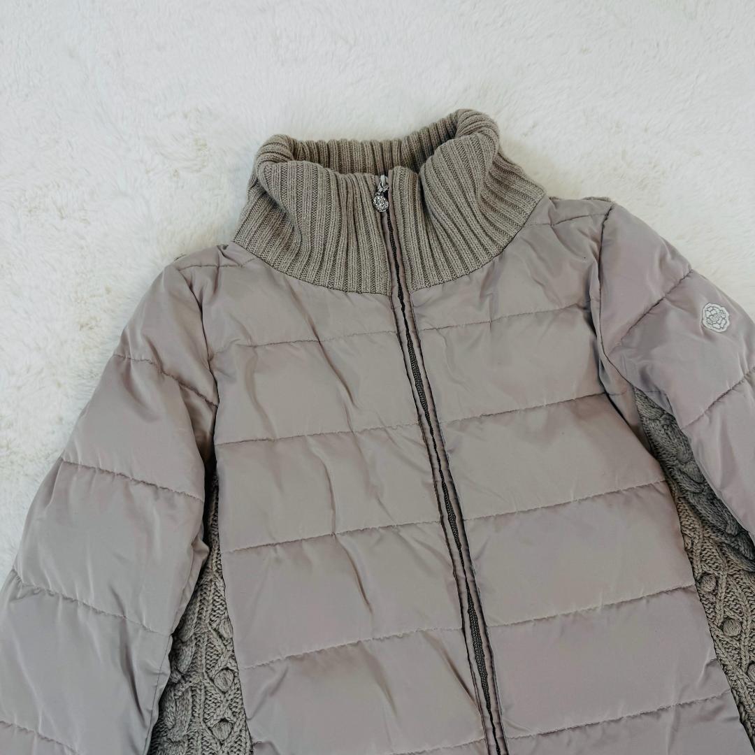 INGEBORG　アラン編ニットコンビジャケット　ダウンコートジャケット　ロゴ