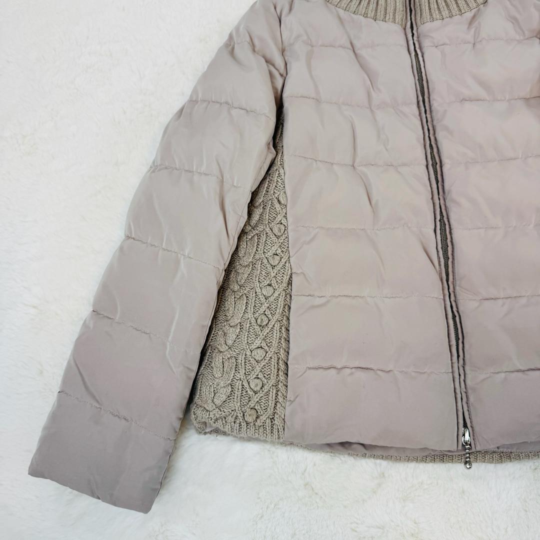 INGEBORG　アラン編ニットコンビジャケット　ダウンコートジャケット　ロゴ