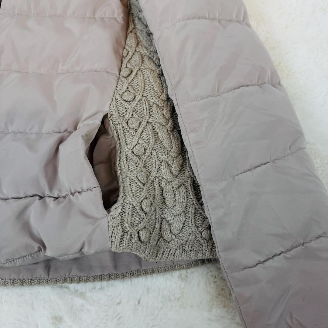 INGEBORG　アラン編ニットコンビジャケット　ダウンコートジャケット　ロゴ