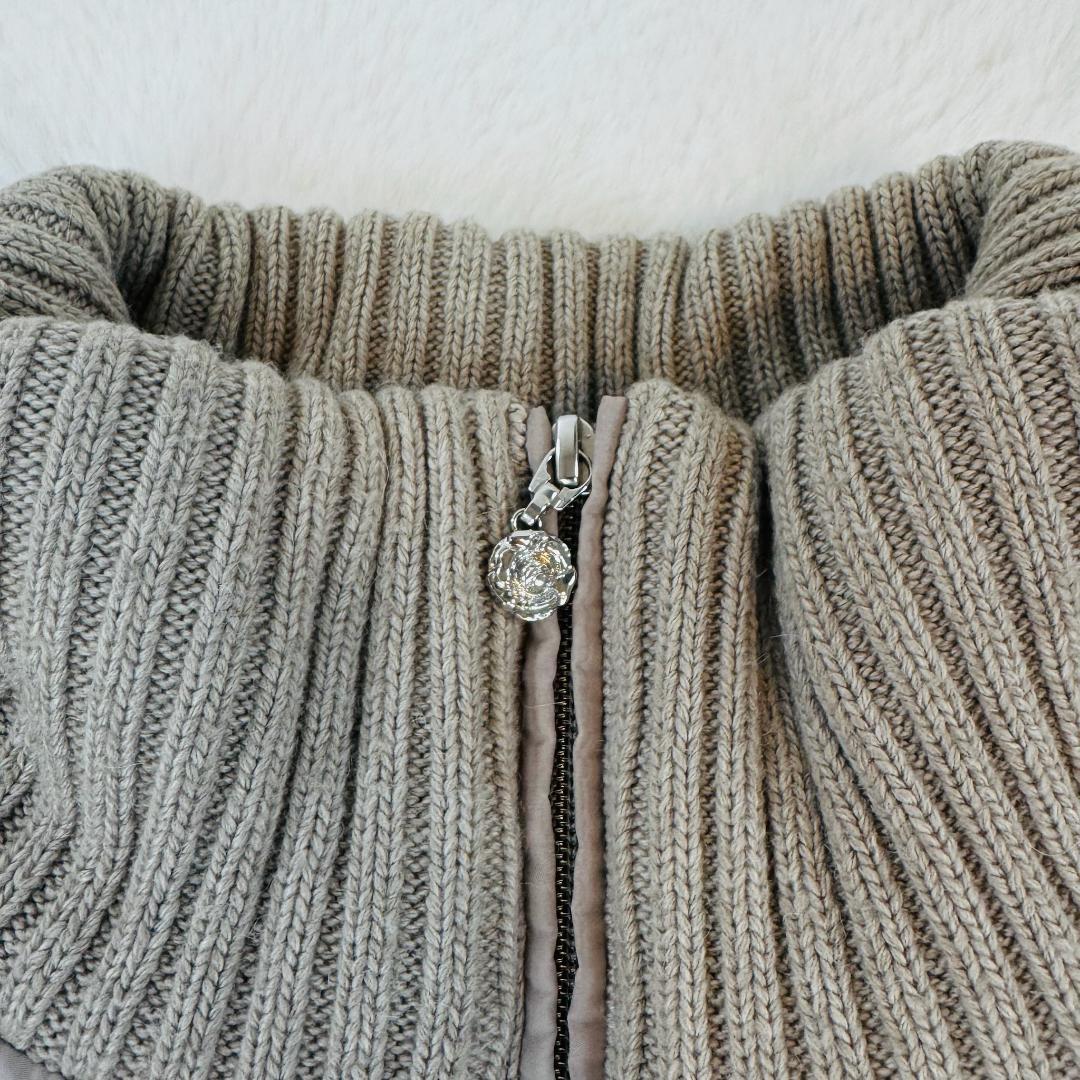 INGEBORG　アラン編ニットコンビジャケット　ダウンコートジャケット　ロゴ