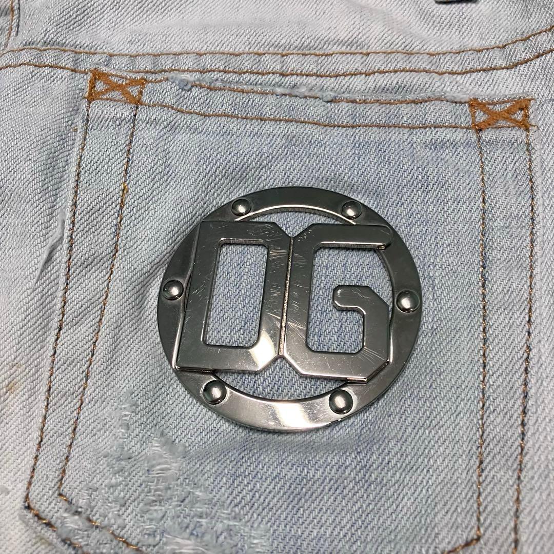 【希少】D&G ドルガバ　メタルロゴ　ダメージ ウォッシュ加工　デニムスカート