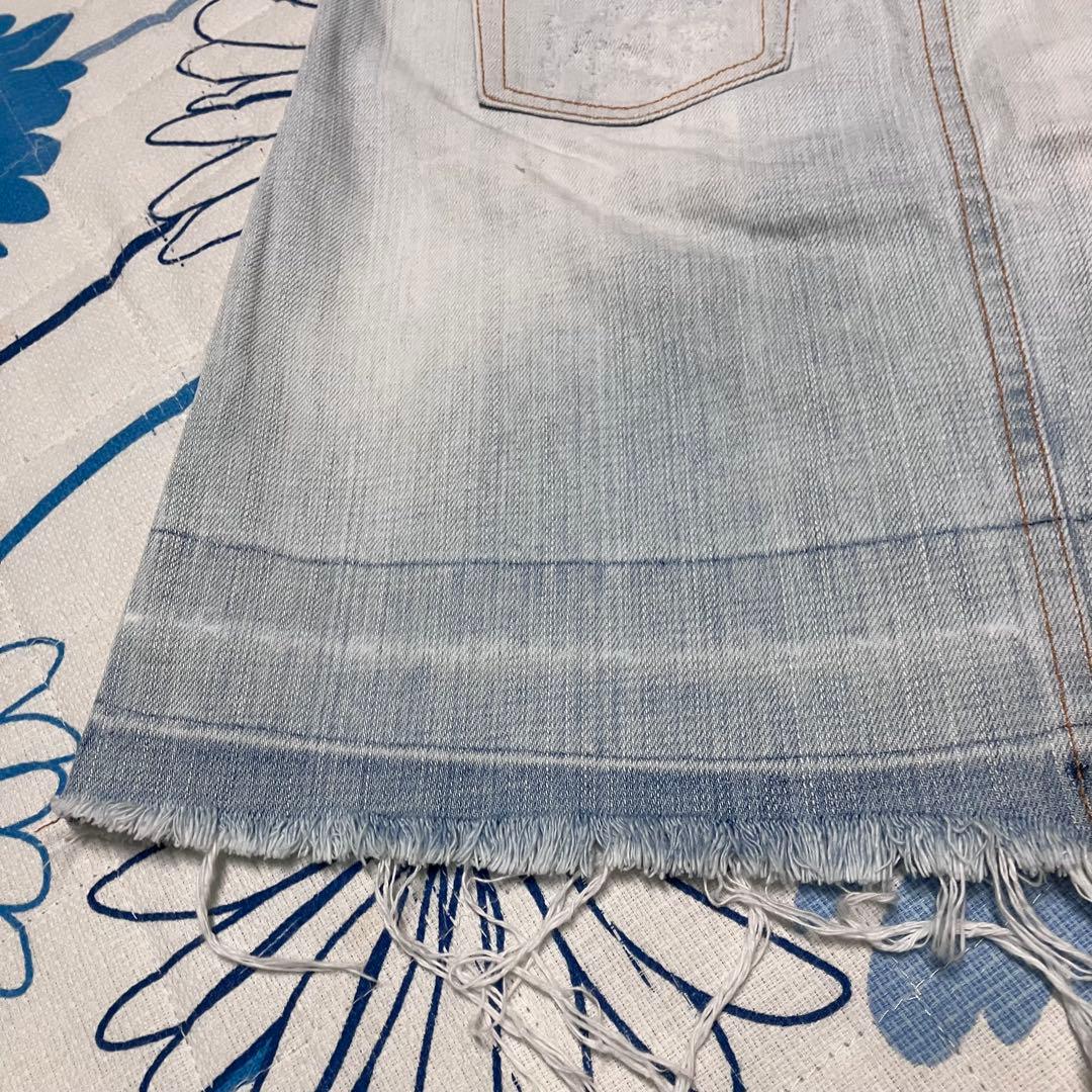 【希少】D&G ドルガバ　メタルロゴ　ダメージ ウォッシュ加工　デニムスカート