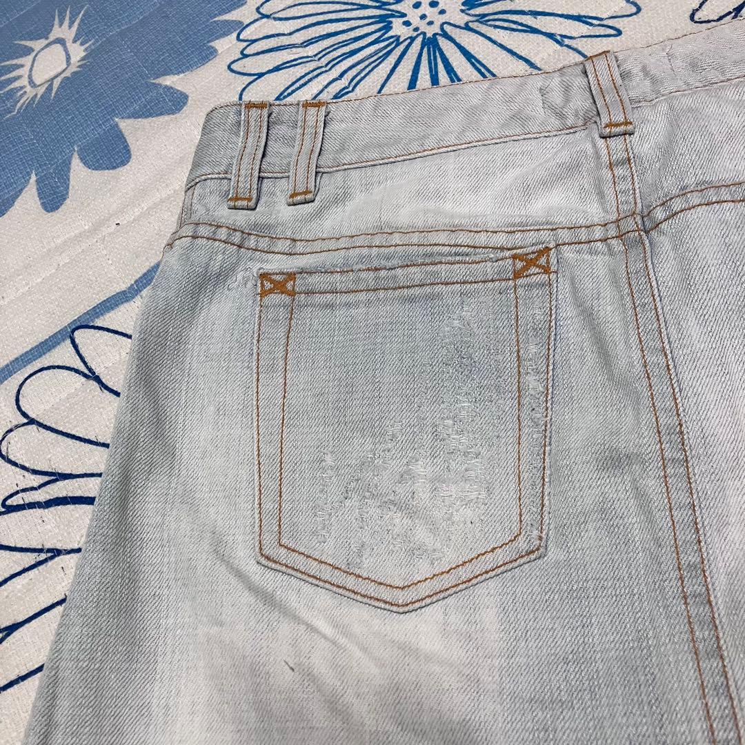 【希少】D&G ドルガバ　メタルロゴ　ダメージ ウォッシュ加工　デニムスカート