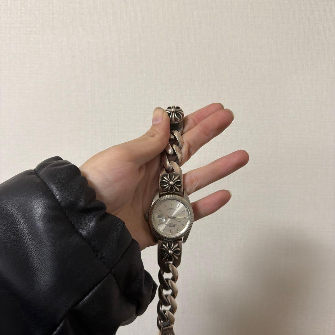 み*様 クロムハーツ風シルバーチェーン時計