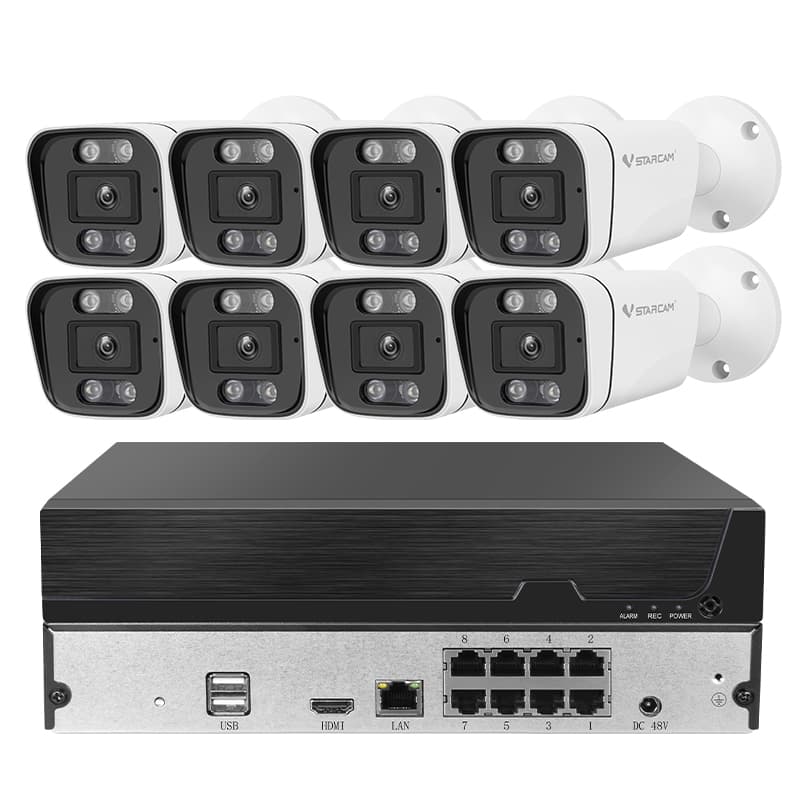NVR POE防犯カメラ8台セット初期不良交換保証「NVR-VST-POE8」