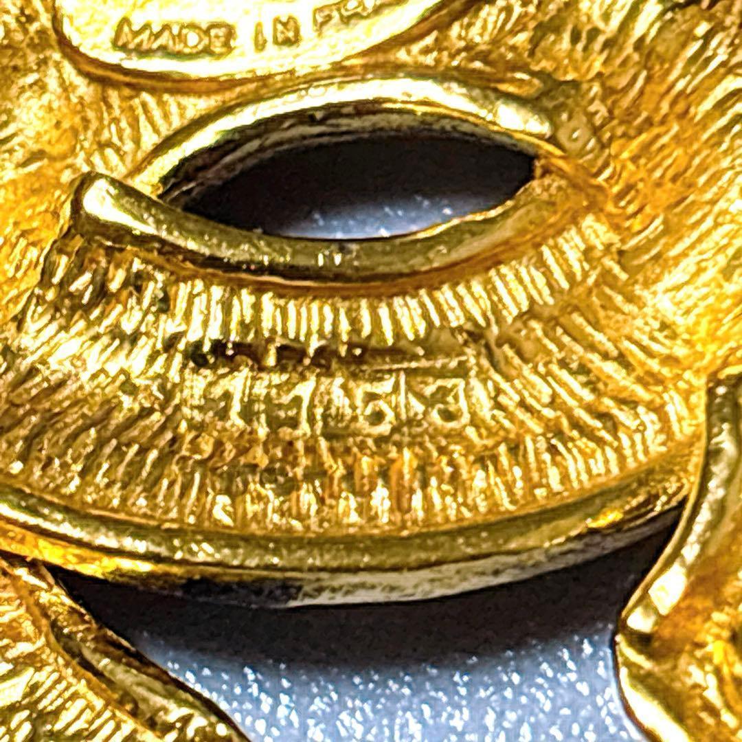 【美品】シャネル CHANEL ブローチ マトラッセ ココマーク ゴールド