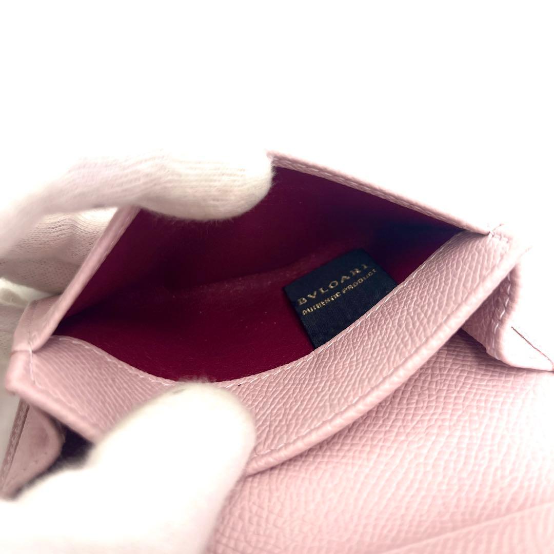 【極美品】ブルガリ 名刺入れ ビーゼロワン ロゴクリップ レザー ピンク