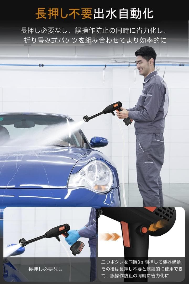 ✨1点物✨Boomax 高圧洗浄機 22L折り畳みバケツ付き コードレス
