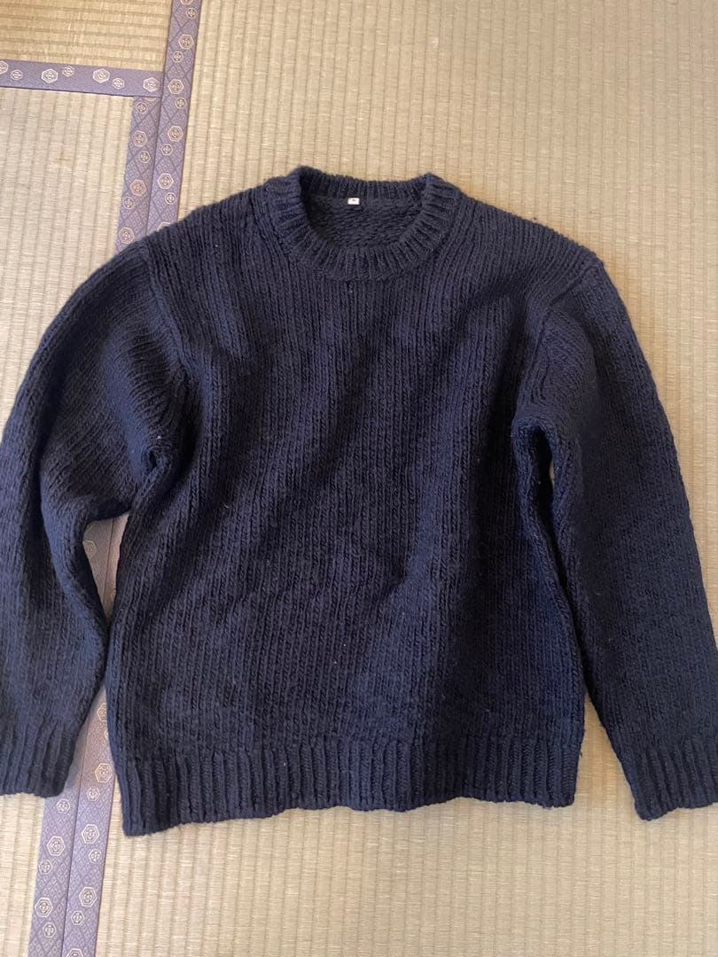 MUJI Labo 紳士 メリノウールローゲージクルーネックセーター ブラックS