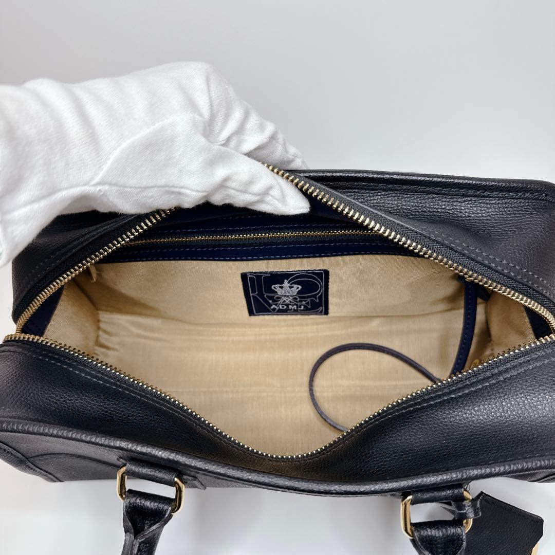 【24時間以内発送】A.D.M.J スクエアトート　ブラック　レザー　ボストン