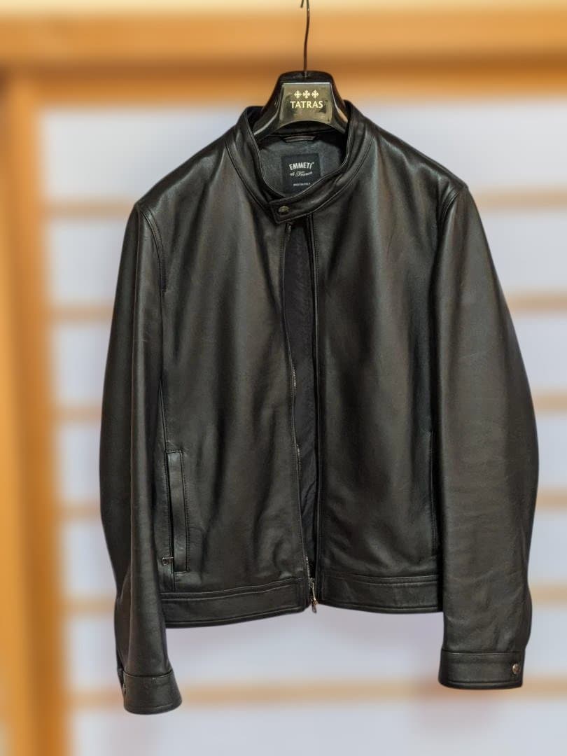 JURI ラムスキン ナッパレザー シングル ライダース ブラック　サイズ52