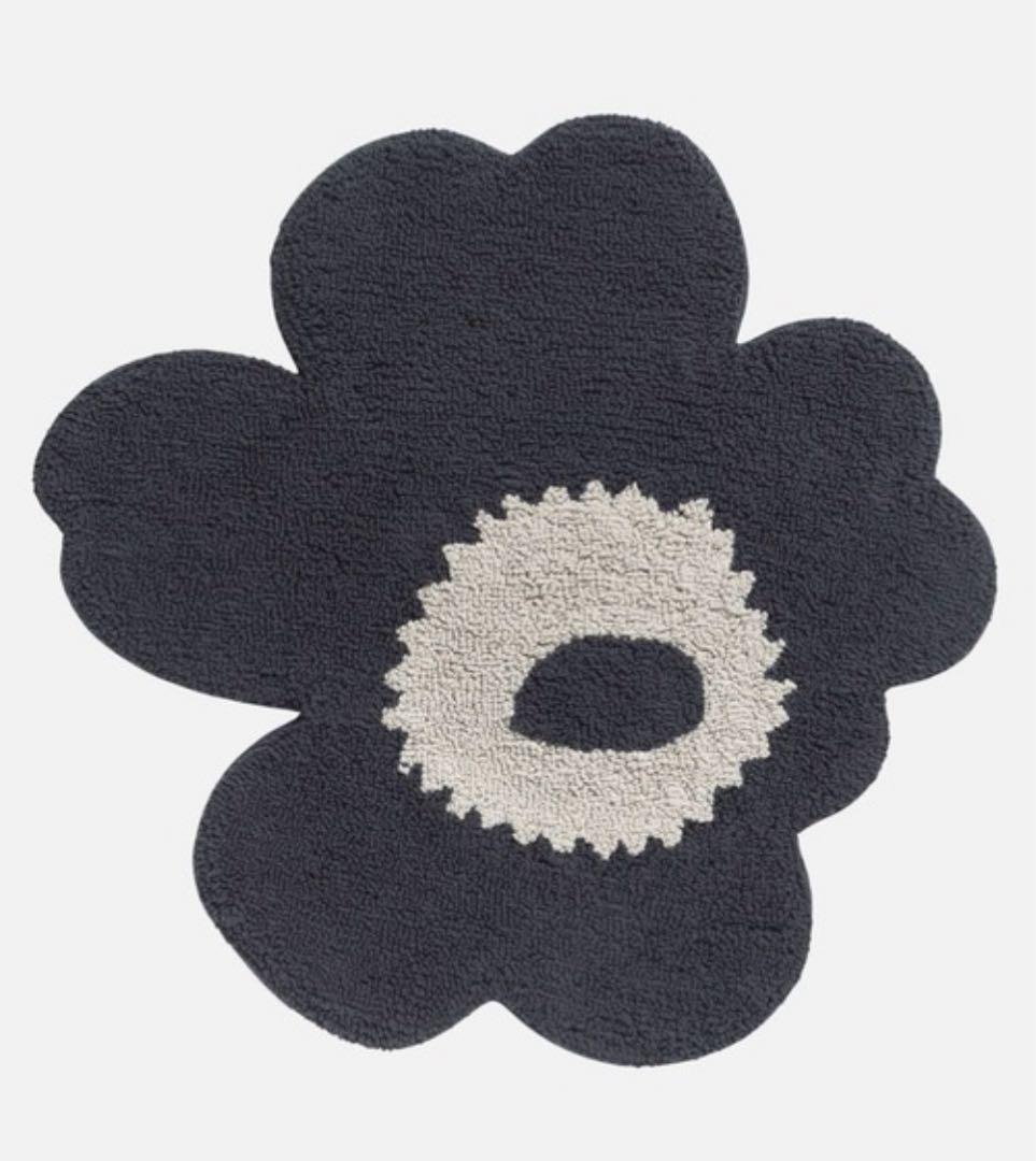 新品タグ付　マリメッコ　Unikko バスマット73x74cm 黒　チャコール