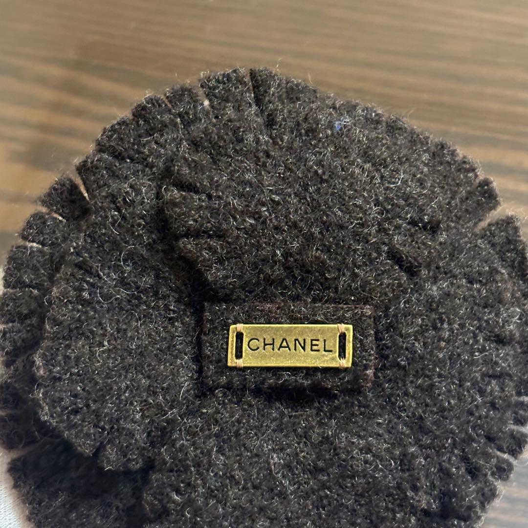 ［特大　10cm］希少　シャネル　フェルト　カメリア　ロゴプレート　ブローチ