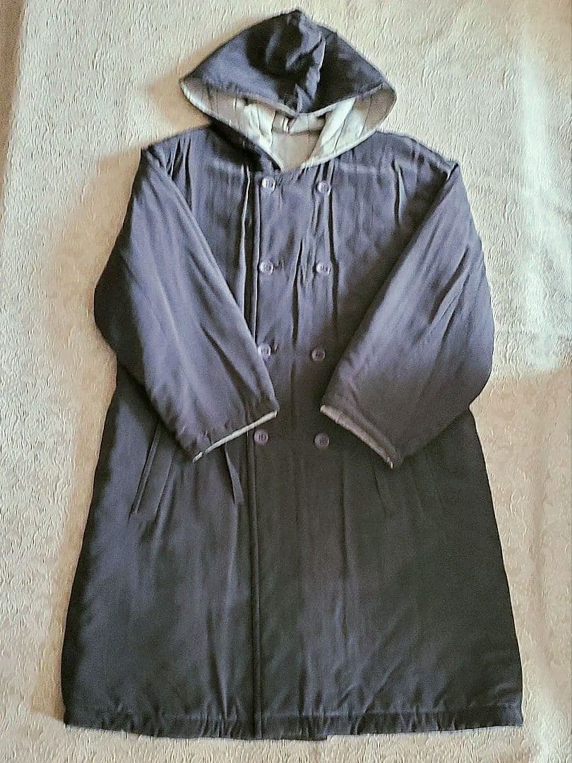 【新品未使用タグ付き】RENOWN　シルク素材 フード付 リバーシブル コート