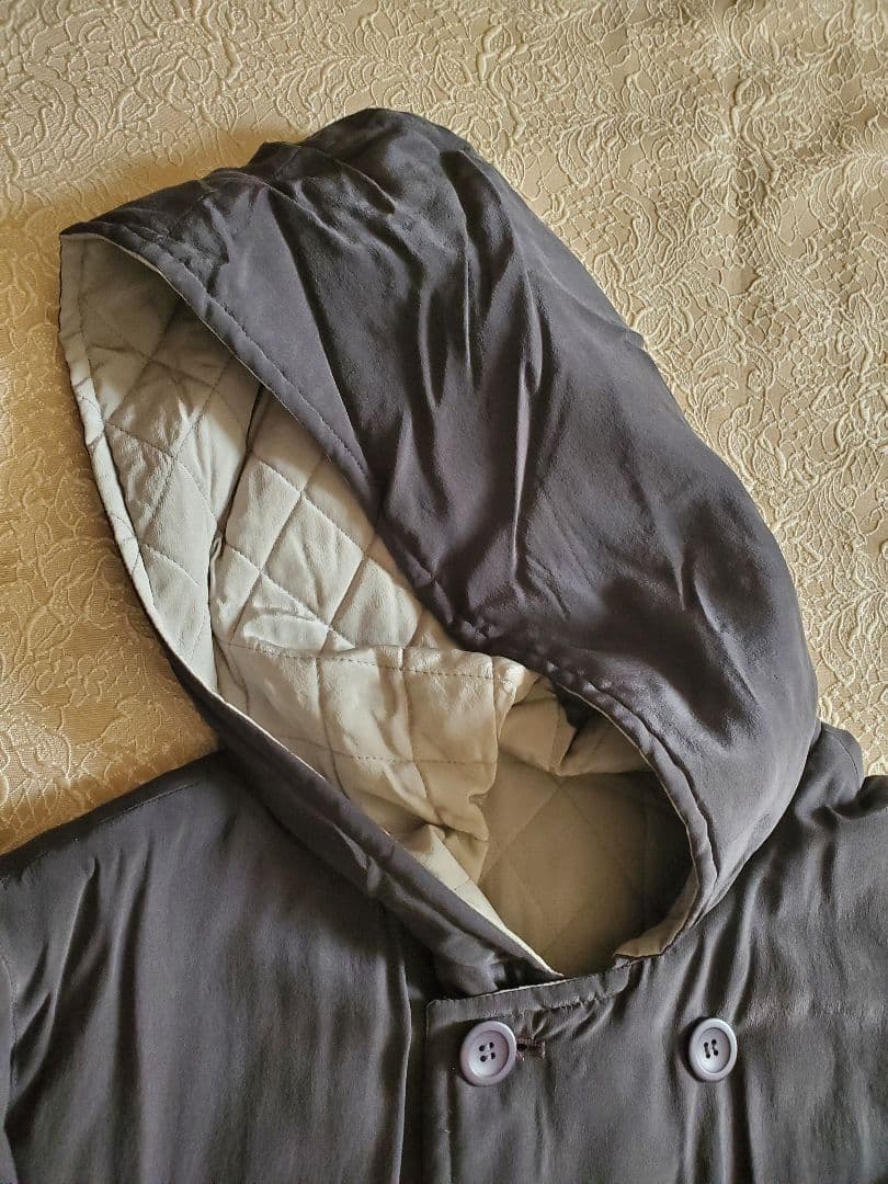【新品未使用タグ付き】RENOWN　シルク素材 フード付 リバーシブル コート