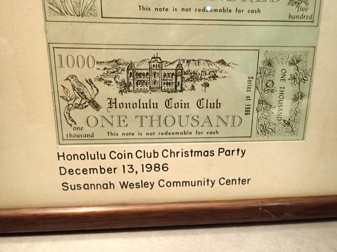 1986年 ホノルルクラブ クリスマスカード 額装☆希少レア☆