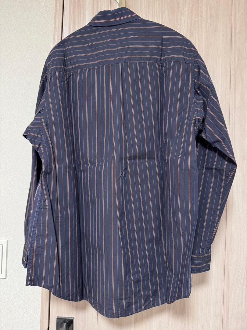 新品 TOHNAI レギュラーカラーシャツ ネイビーストライプ