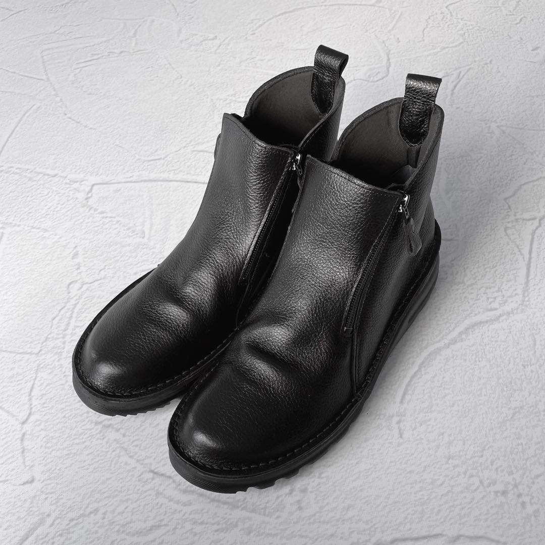 ✨新品✨ＪＳハートレーベル 本革 サイドジップ コンフォートブーツ 幅広 日本製