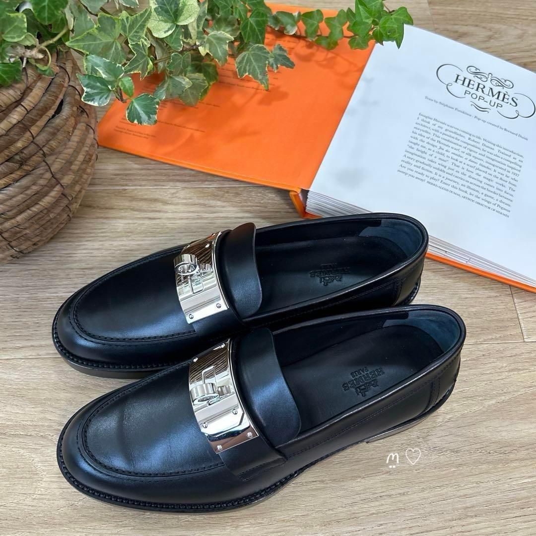 HERMESエルメス　ホット　37.5　ケリーバックルモカシン　ローファー　現行