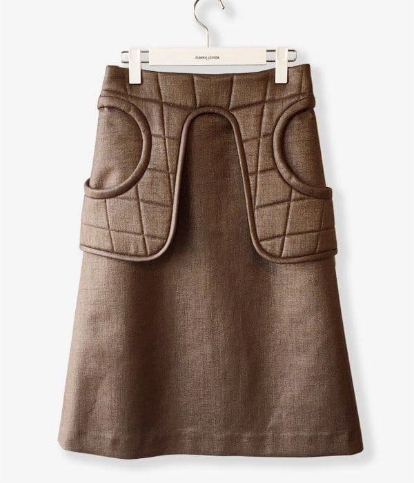 定価8.5万　フミカウチダ　ラフィアウエストパッドミドルスカート　34