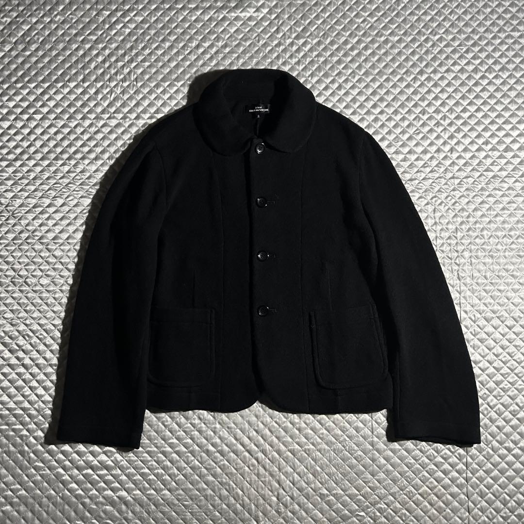 AD2020 20AW ウール丸襟ジャケット 黒 ラウンドカラー