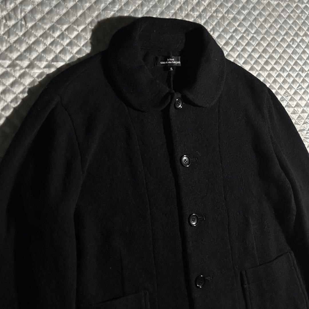 AD2020 20AW ウール丸襟ジャケット 黒 ラウンドカラー