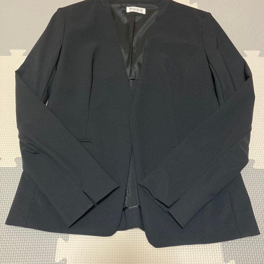 美品✨PLST プラステ パンツスーツ セットアップ ノーカラー ブラック S