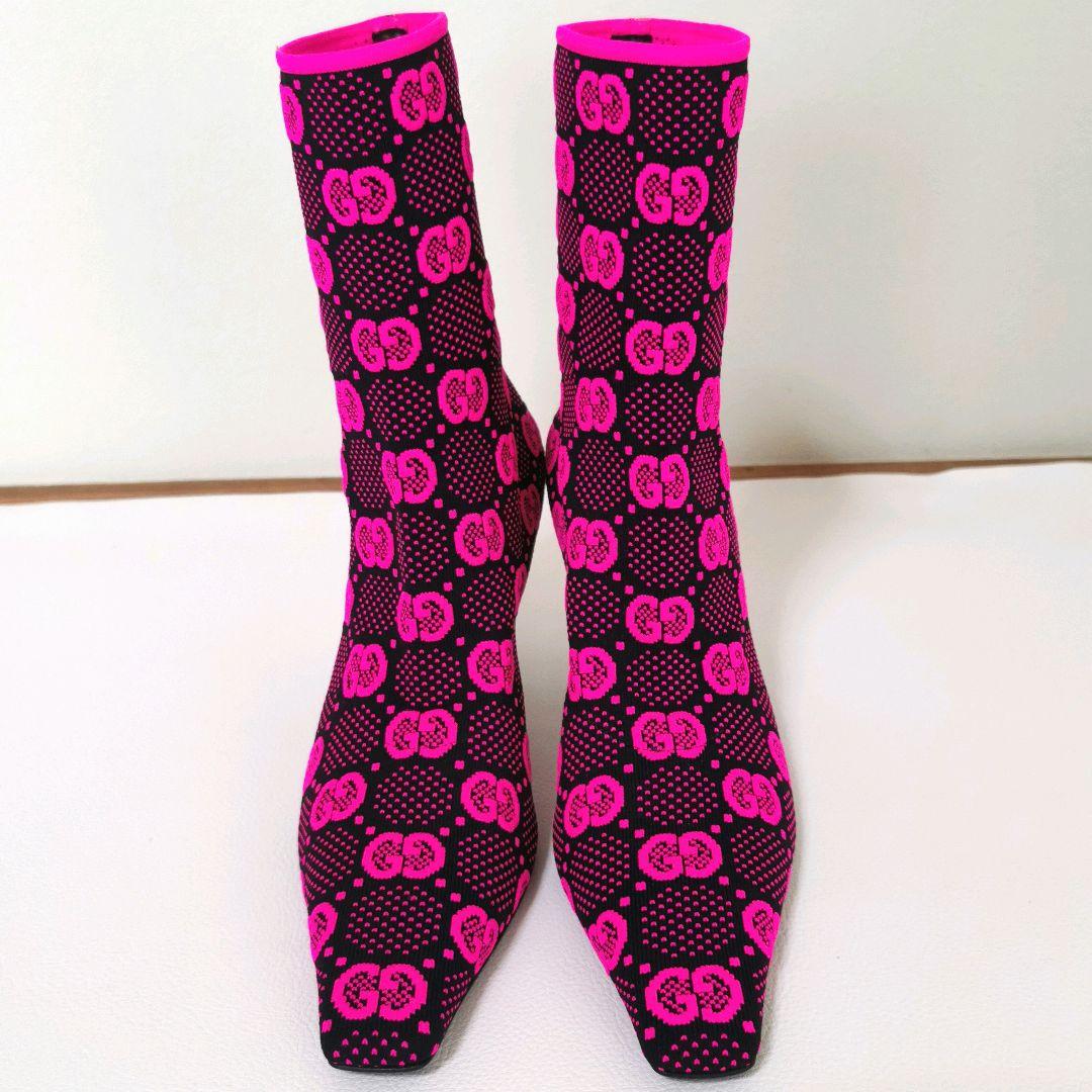 未使用級✨GUCCI アンクルブーツ ソックスタイプ GG柄 ブーティ 35