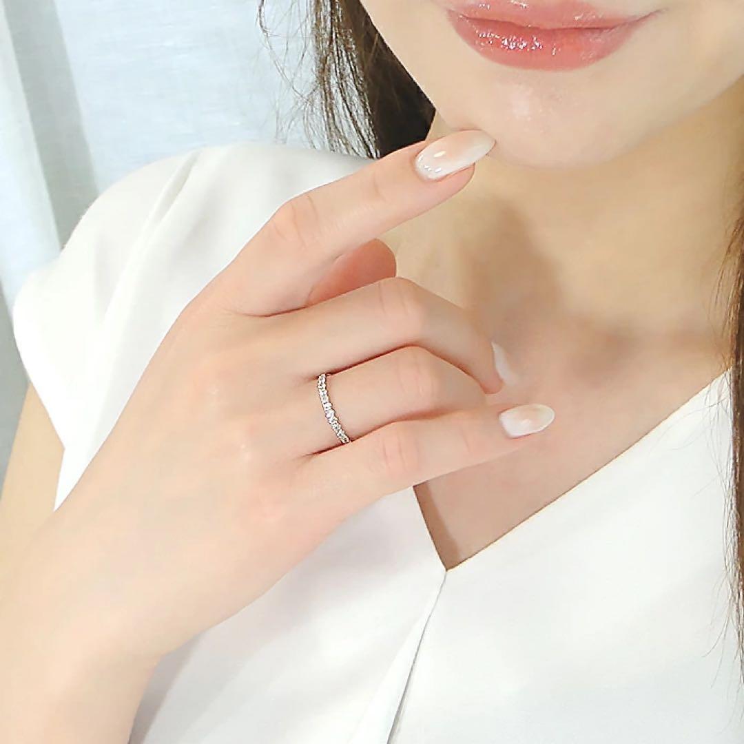 値下げ✨️美品✨【K10】天然ダイヤモンド ハーフエタニティリング【0.20ct】