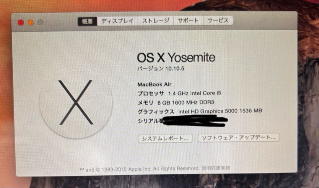 MacBook本体 MacBook Air (13-inch, Early 2014) 256GB