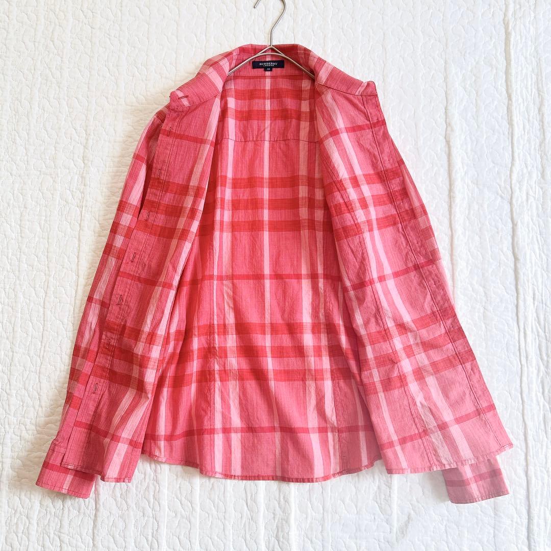 美品✨ バーバリーロンドン メガチェック シャツ ブラウス 洗える 赤 38