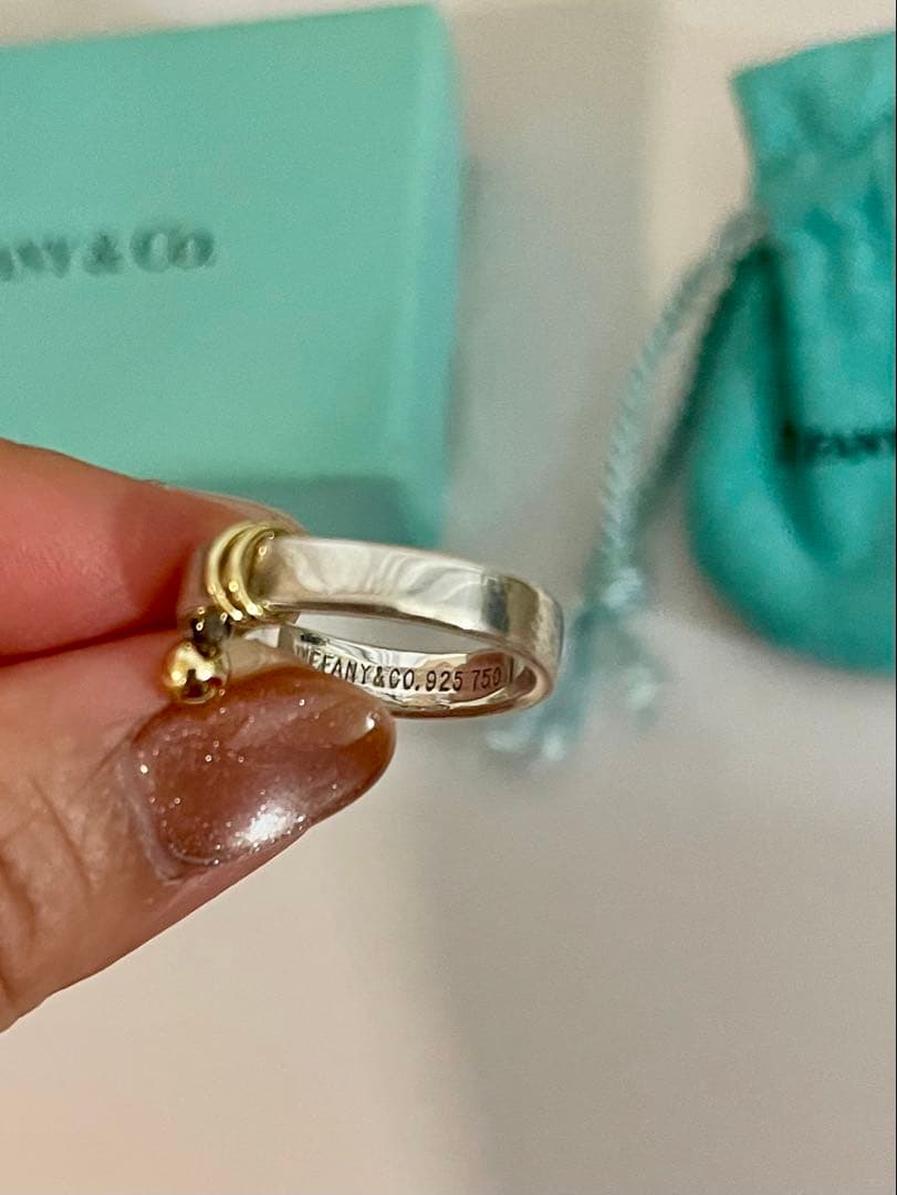 Tiffany&Coティファニー美品フックアンドアイリングk18sv92512号