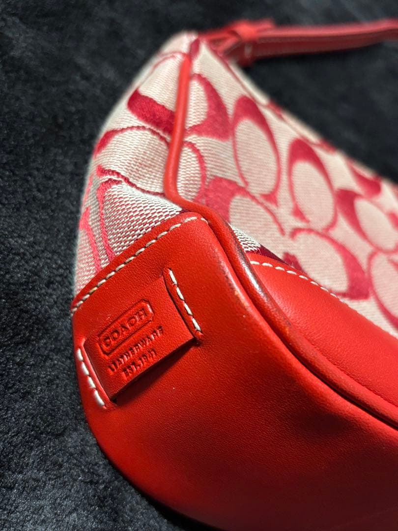Coach コーチ　シグネチャー　アクセサリーポーチポーチ　レッド
