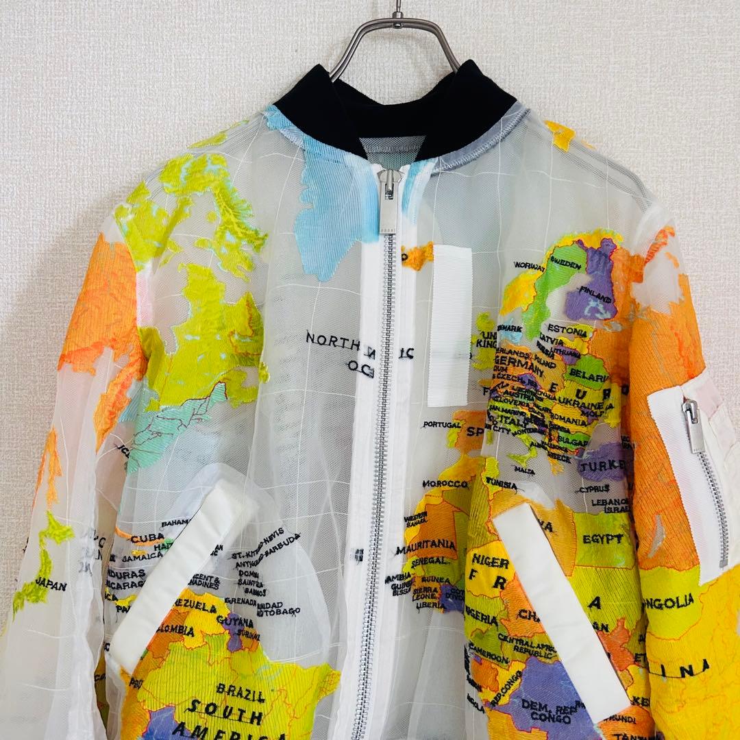 【美品】20ss Sacai MA-1 ワールドマップ ブルゾン カートコバーン