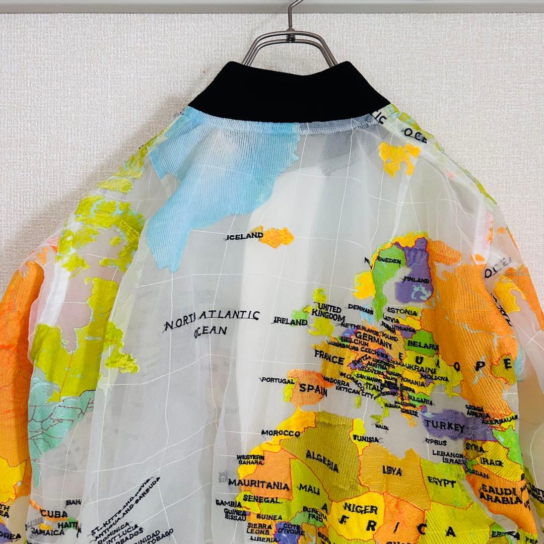 【美品】20ss Sacai MA-1 ワールドマップ ブルゾン カートコバーン