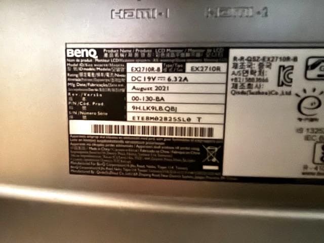 BenQ MOBIUZ EX2710R 湾曲ゲーミングモニター