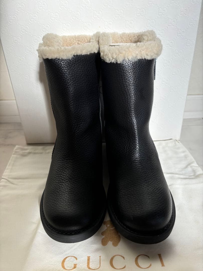 グッチ GUCCI ブーツ ムートンブーツ ムートン カーフレザー キッズ 32