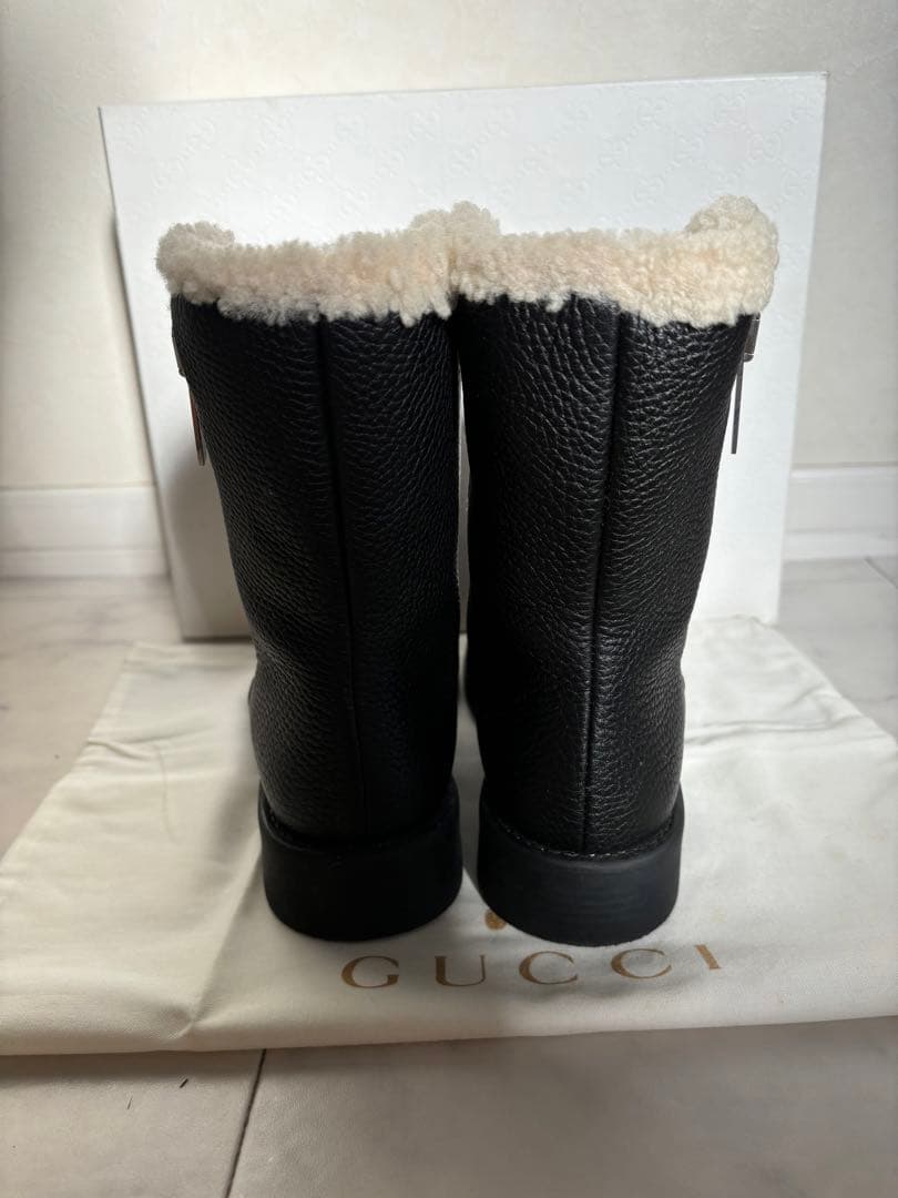 グッチ GUCCI ブーツ ムートンブーツ ムートン カーフレザー キッズ 32