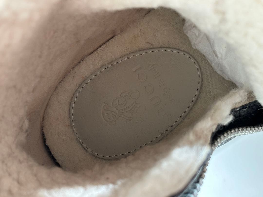 グッチ GUCCI ブーツ ムートンブーツ ムートン カーフレザー キッズ 32