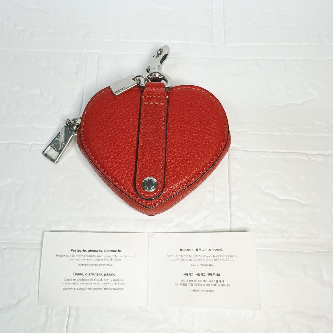 【思わず二度見しちゃう可愛さ】美品 コーチ 赤 ハート レザー ケース