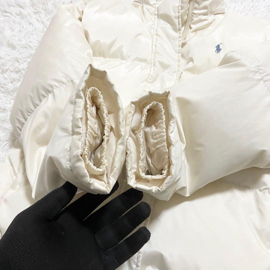 ラルフローレン　ダウンジャケット　肉厚　ホースロゴ　アイボリー　S相当