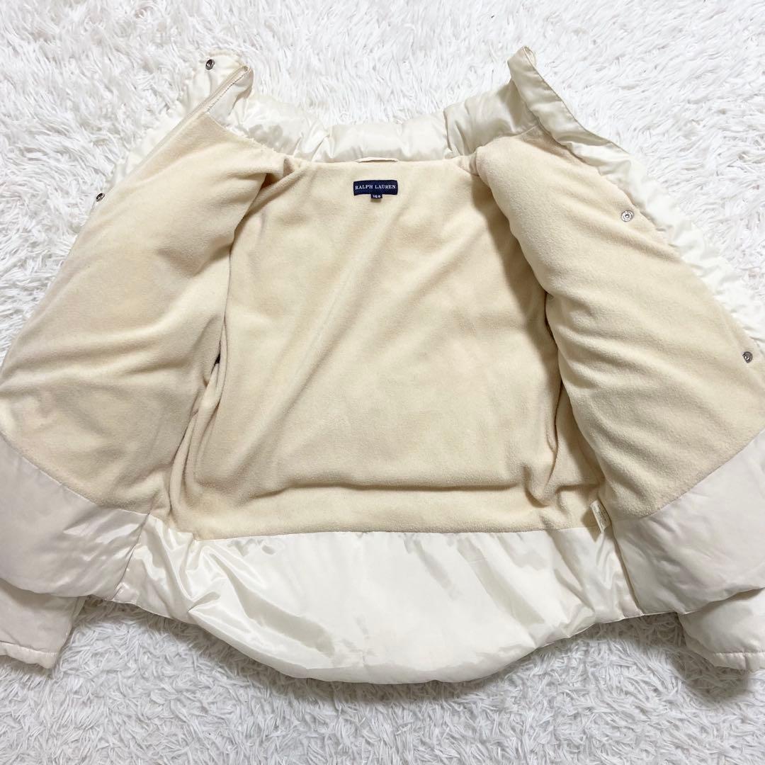 ラルフローレン　ダウンジャケット　肉厚　ホースロゴ　アイボリー　S相当