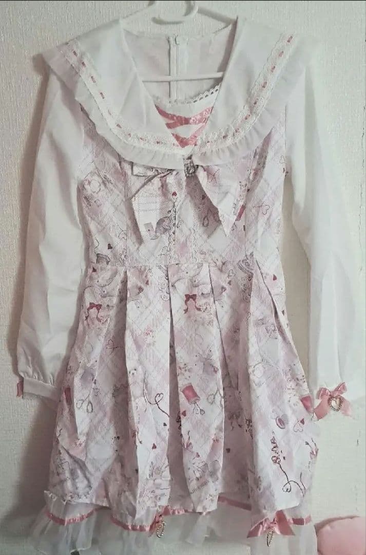 リズリサ Sewing Bear 柄セットアップ ホワイト 量産型