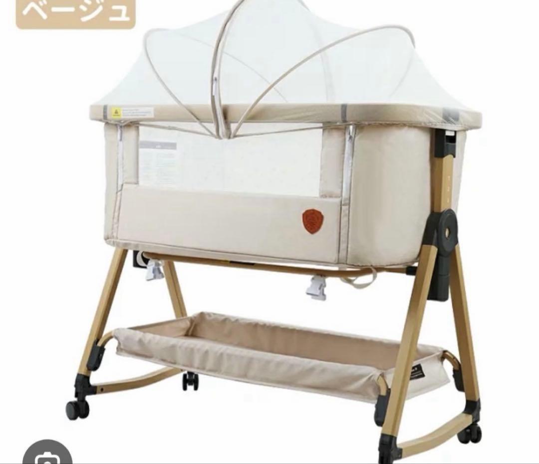 HZDMJ ベビーベッド 人気色ベージュ キャスター付き