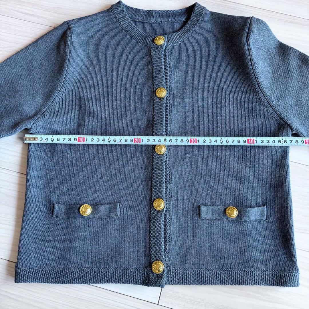 【未使用品】anuansオリジナルボタンノーカラーニットジャケット フリー