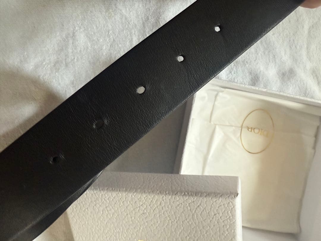 Dior 黒レザーベルト ゴールドバックル